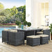 Modway Summon 9 Piece Outdoor Patio Sunbrella® Dining Set - Lifestyle View