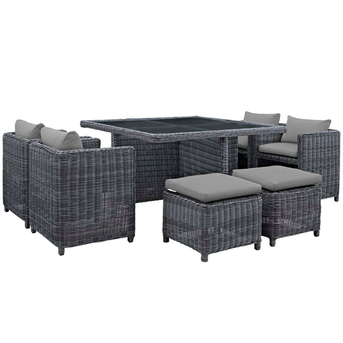 Modway Summon 9 Piece Outdoor Patio Sunbrella® Dining Set - View 18