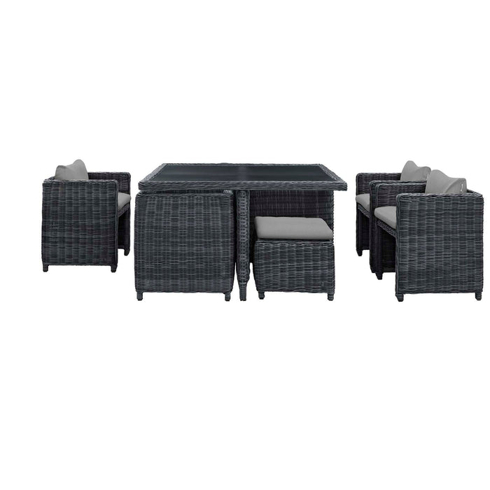 Modway Summon 9 Piece Outdoor Patio Sunbrella® Dining Set - View 10