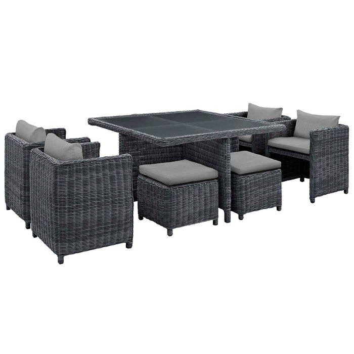 Modway Summon 9 Piece Outdoor Patio Sunbrella® Dining Set - View 12