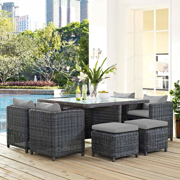 Modway Summon 9 Piece Outdoor Patio Sunbrella® Dining Set - View 9