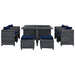 Modway Summon 9 Piece Outdoor Patio Sunbrella® Dining Set in Blue - Detail View