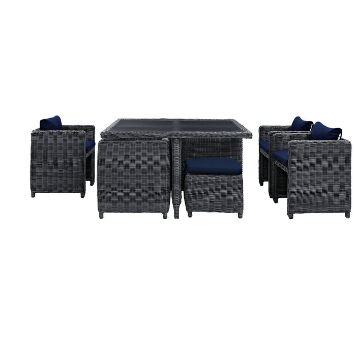 Modway Summon 9 Piece Outdoor Patio Sunbrella® Dining Set - Close-Up