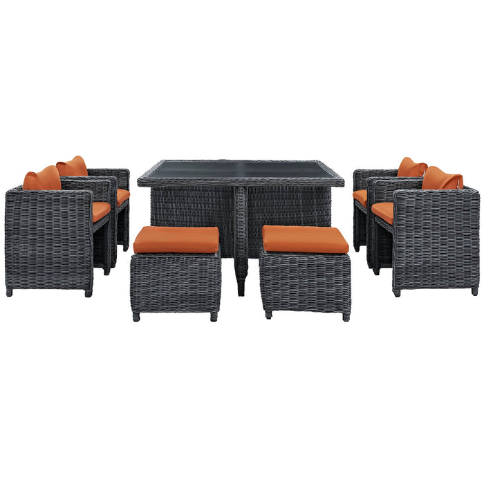 Modway Summon 9 Piece Outdoor Patio Sunbrella® Dining Set - View 15