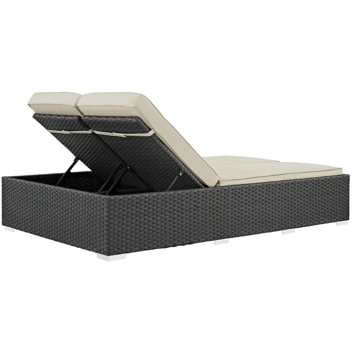 Sojourn Outdoor Patio Sunbrella® Double Chaise - in lifestyle setting