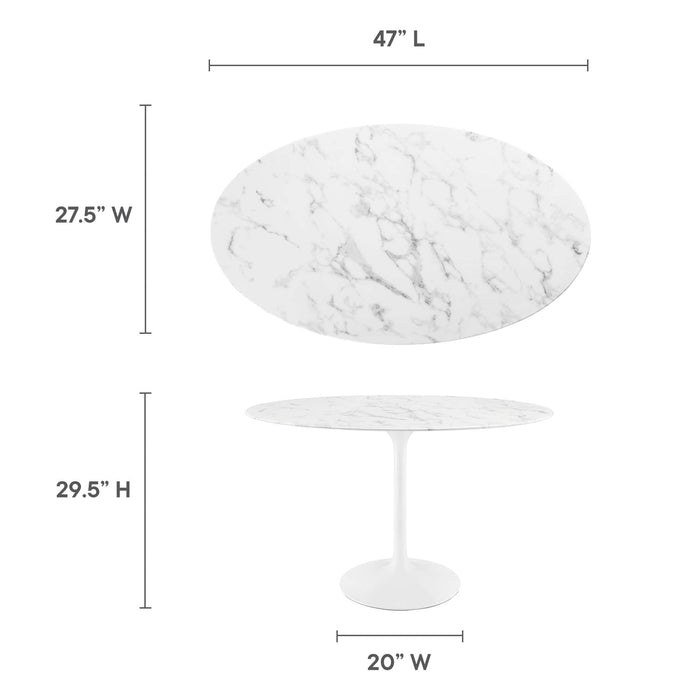 Lippa Oval Artificial Marble Dining Table