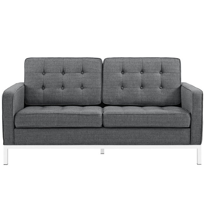 Loft Upholstered Fabric Loveseat - in lifestyle setting