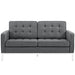 Loft Upholstered Fabric Loveseat - in lifestyle setting