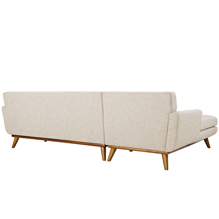 Engage Stylish Left-Facing Sectional Sofa with Dual Cushions and Cherry Stained Rubberwood Legs