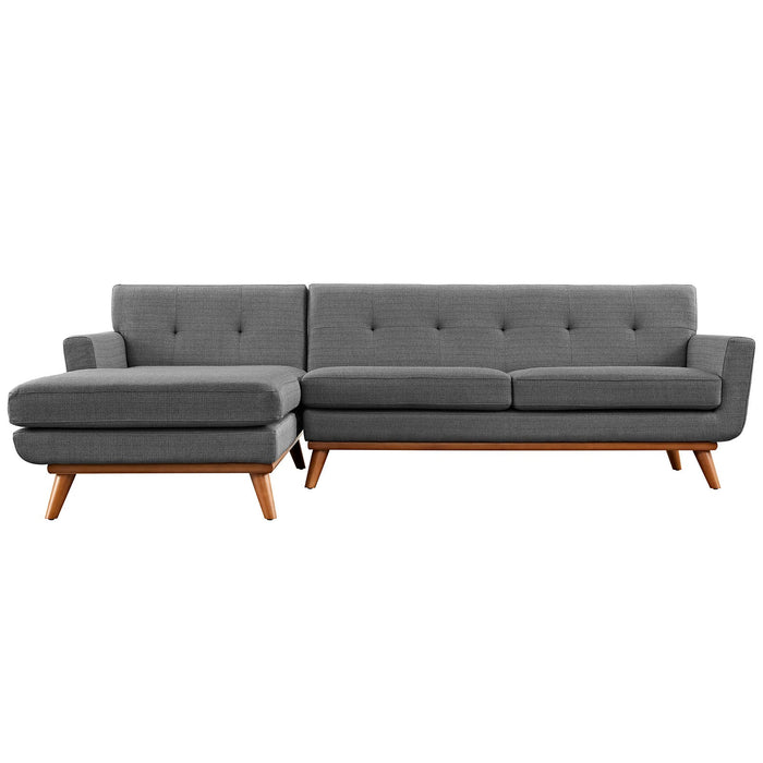 Engage Stylish Left-Facing Sectional Sofa with Dual Cushions and Cherry Stained Rubberwood Legs