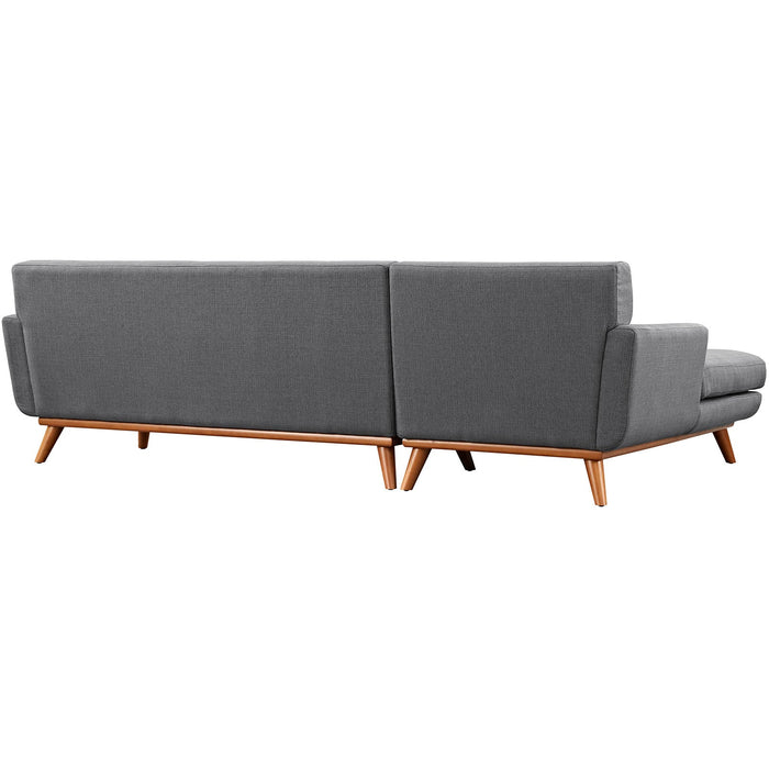 Engage Stylish Left-Facing Sectional Sofa with Dual Cushions and Cherry Stained Rubberwood Legs