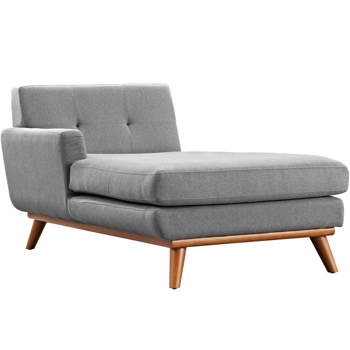 Engage Stylish Left-Facing Sectional Sofa with Dual Cushions and Cherry Stained Rubberwood Legs