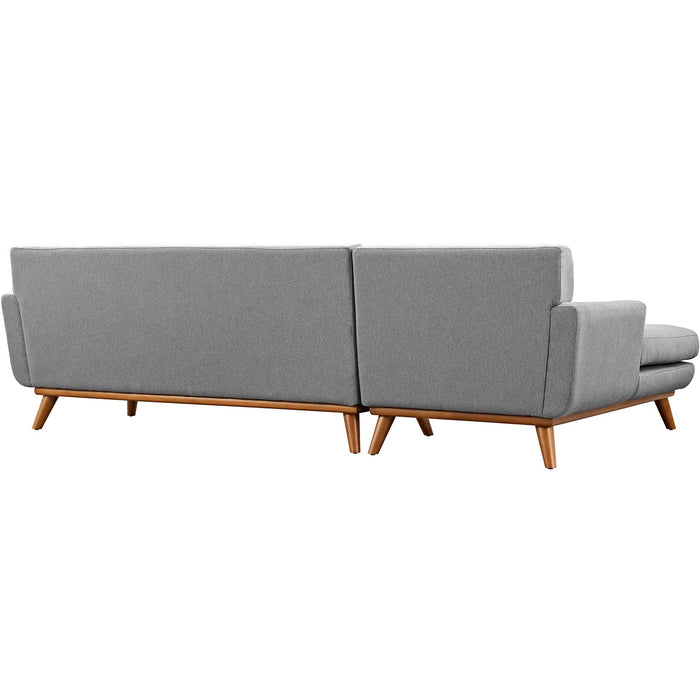 Engage Stylish Left-Facing Sectional Sofa with Dual Cushions and Cherry Stained Rubberwood Legs