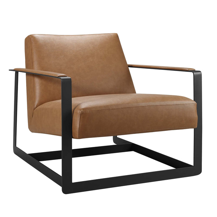 Modway Seg Vegan Leather Accent Chair Living Room Furniture in Brown