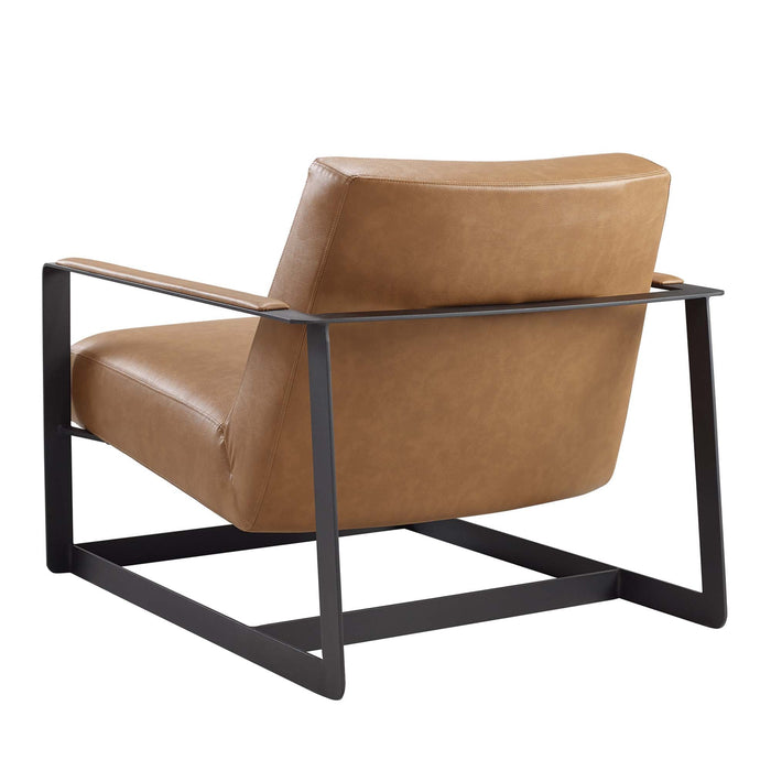 Modway Seg Vegan Leather Accent Chair Living Room Furniture - Lifestyle View