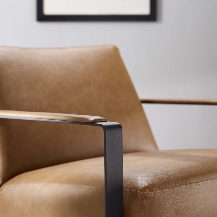 Modway Seg Vegan Leather Accent Chair Living Room Furniture in Brown - Side View