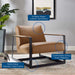 Modway Seg Vegan Leather Accent Chair Living Room Furniture in Brown - Detail View