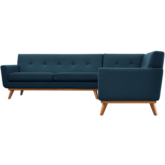 Engage L-Shaped Sectional Sofa - Stylish Comfort with Curved Design and Durable Rubberwood Legs