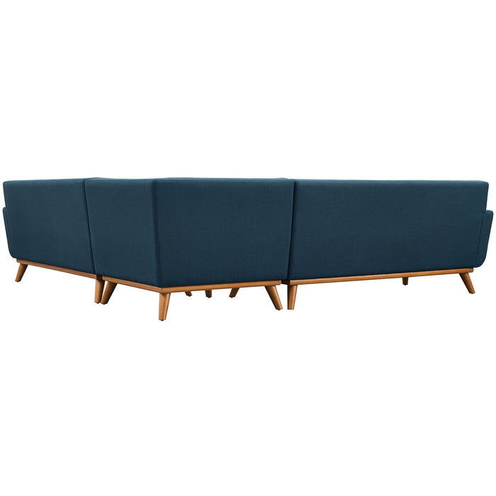 Engage L-Shaped Sectional Sofa - Stylish Comfort with Curved Design and Durable Rubberwood Legs