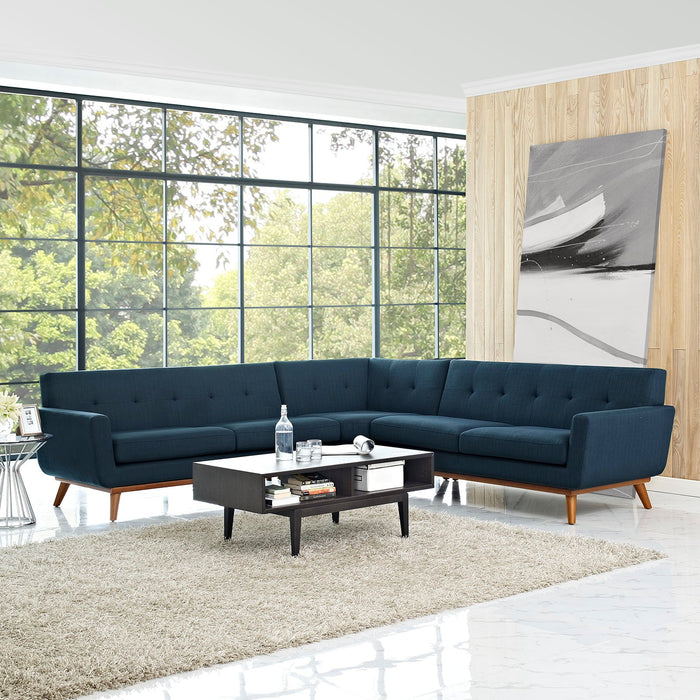 Engage L-Shaped Sectional Sofa - Stylish Comfort with Curved Design and Durable Rubberwood Legs