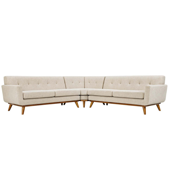Engage L-Shaped Sectional Sofa - Stylish Comfort with Curved Design and Durable Rubberwood Legs