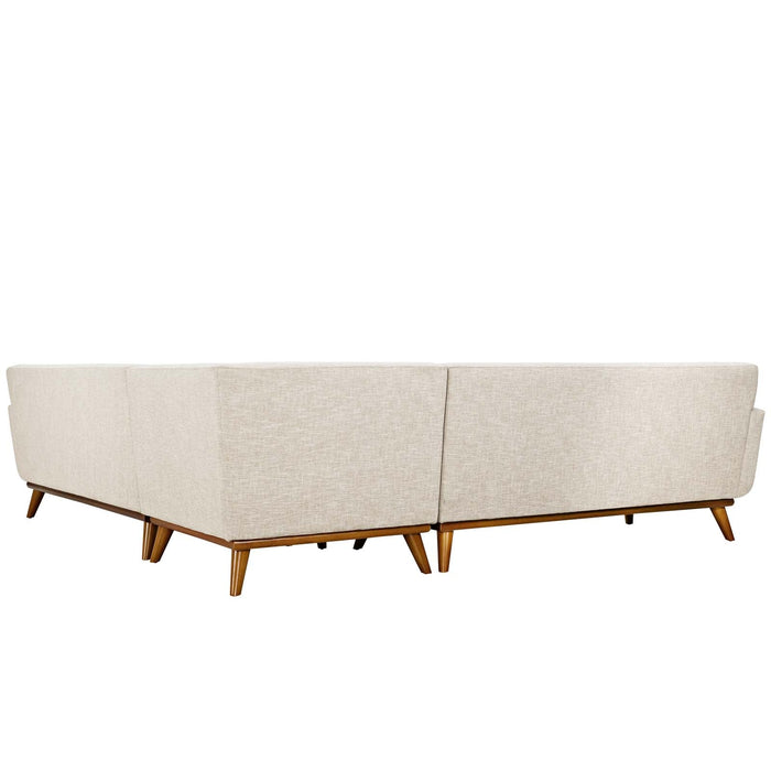 Engage L-Shaped Sectional Sofa - Stylish Comfort with Curved Design and Durable Rubberwood Legs