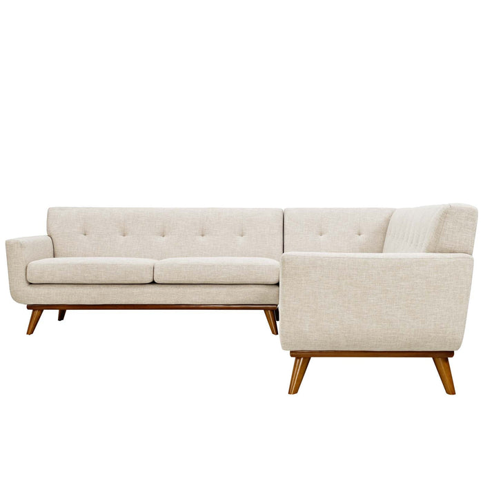 Engage L-Shaped Sectional Sofa - Stylish Comfort with Curved Design and Durable Rubberwood Legs