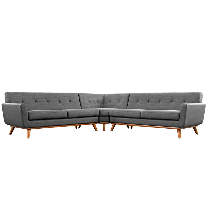 Engage L-Shaped Sectional Sofa - Stylish Comfort with Curved Design and Durable Rubberwood Legs