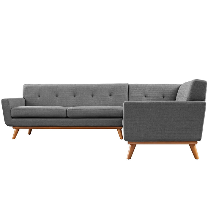 Engage L-Shaped Sectional Sofa - Stylish Comfort with Curved Design and Durable Rubberwood Legs