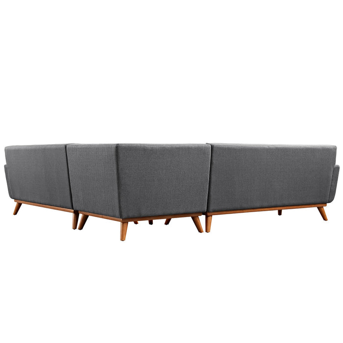 Engage L-Shaped Sectional Sofa - Stylish Comfort with Curved Design and Durable Rubberwood Legs