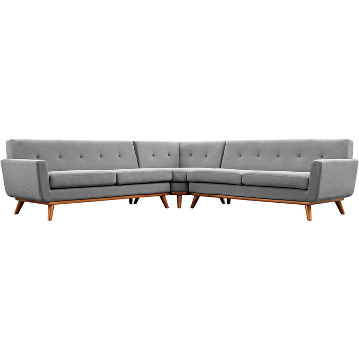 Engage L-Shaped Sectional Sofa - Stylish Comfort with Curved Design and Durable Rubberwood Legs