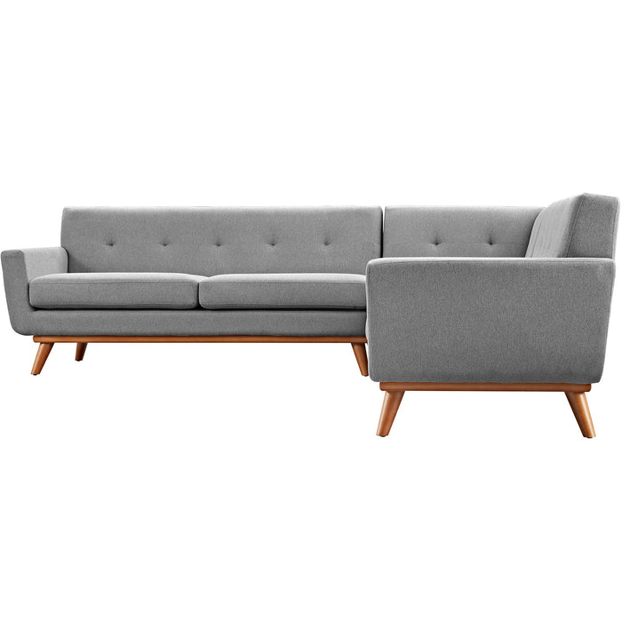 Engage L-Shaped Sectional Sofa - Stylish Comfort with Curved Design and Durable Rubberwood Legs