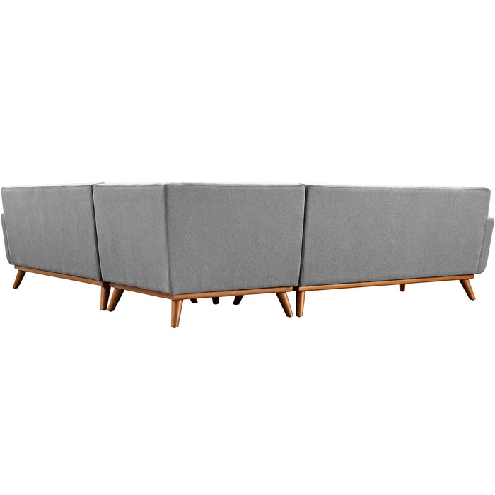 Engage L-Shaped Sectional Sofa - Stylish Comfort with Curved Design and Durable Rubberwood Legs