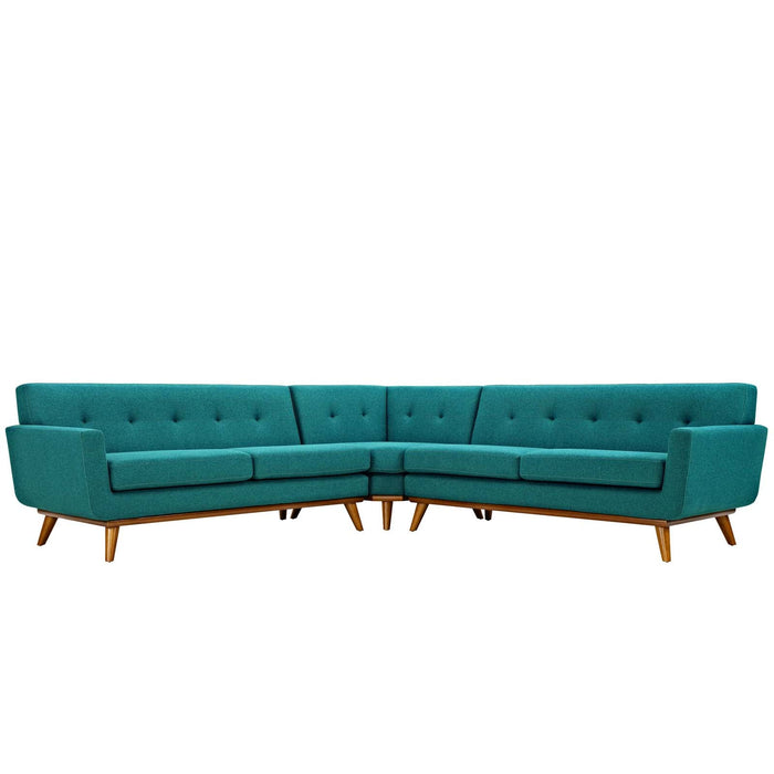 Engage L-Shaped Sectional Sofa - Stylish Comfort with Curved Design and Durable Rubberwood Legs