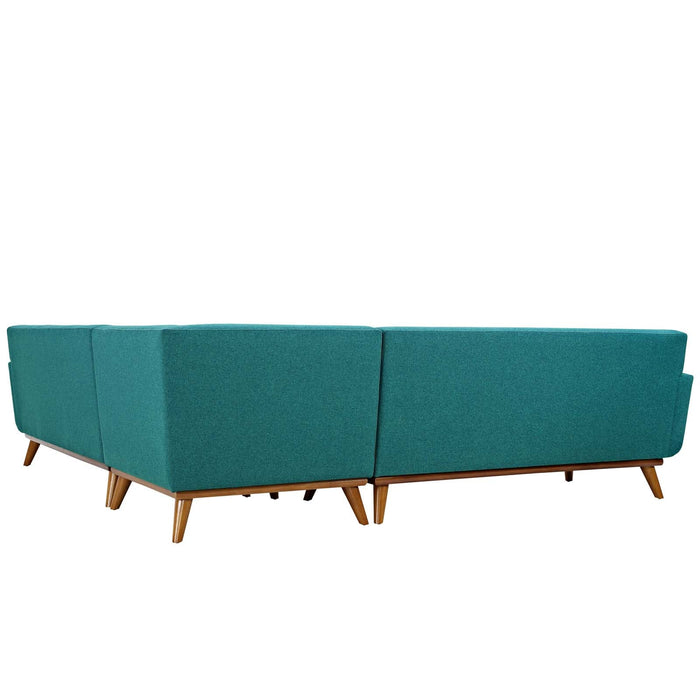 Engage L-Shaped Sectional Sofa - Stylish Comfort with Curved Design and Durable Rubberwood Legs