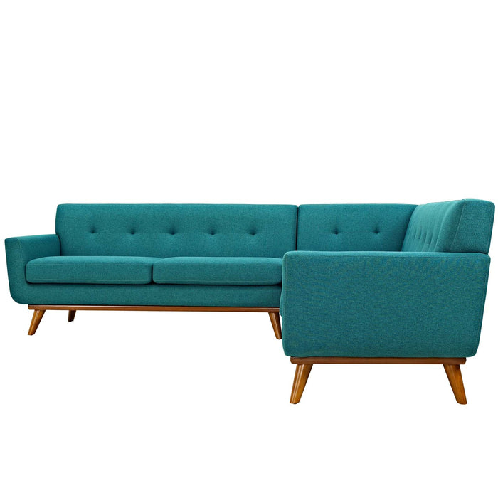 Engage L-Shaped Sectional Sofa - Stylish Comfort with Curved Design and Durable Rubberwood Legs