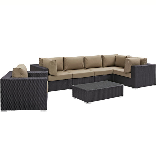 Modway Convene 7 Piece Outdoor Patio Sectional Set Living Room Furniture - View 33