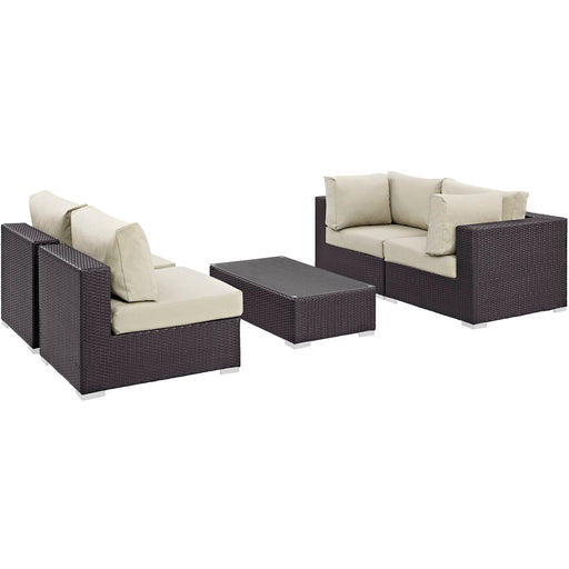 Convene 5 Piece Outdoor Patio Sectional Set by Modway - angle view