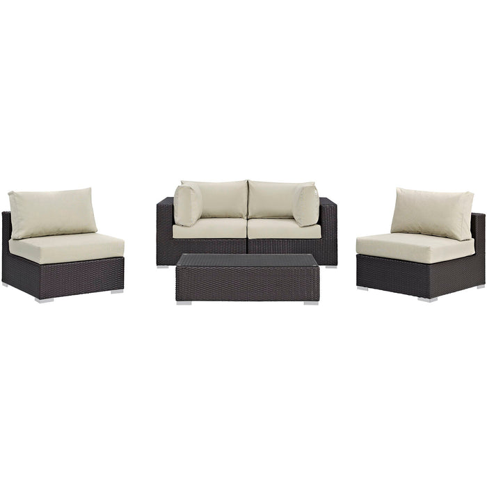 Convene 5 Piece Outdoor Patio Sectional Set by Modway - lifestyle in-use