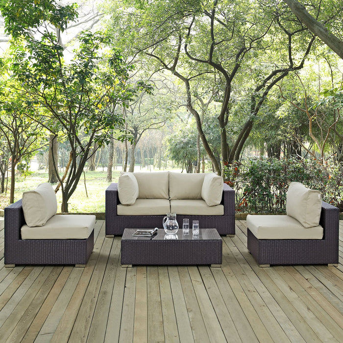 Convene 5 Piece Outdoor Patio Sectional Set by Modway - front view
