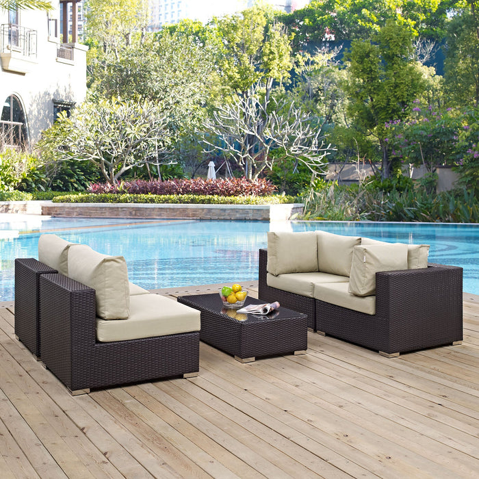 Convene 5 Piece Outdoor Patio Sectional Set by Modway - side view