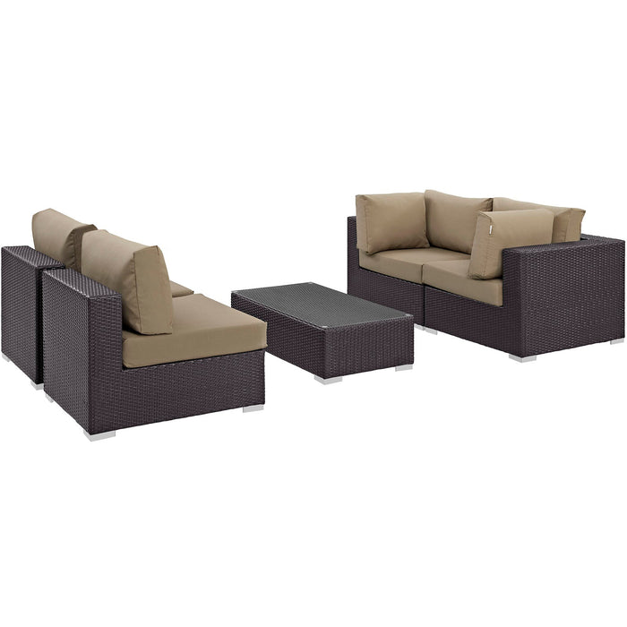 Convene 5 Piece Outdoor Patio Sectional Set by Modway - top view