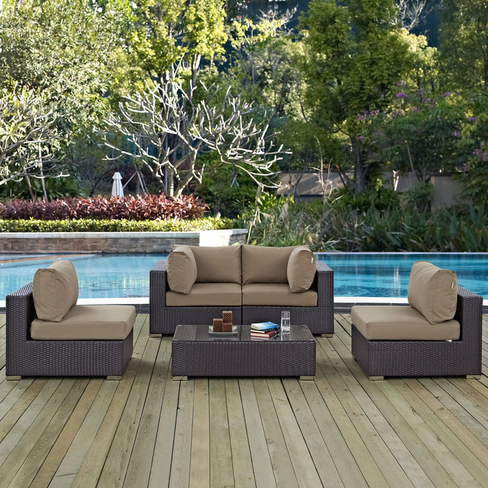 Convene 5 Piece Outdoor Patio Sectional Set by Modway - interior view