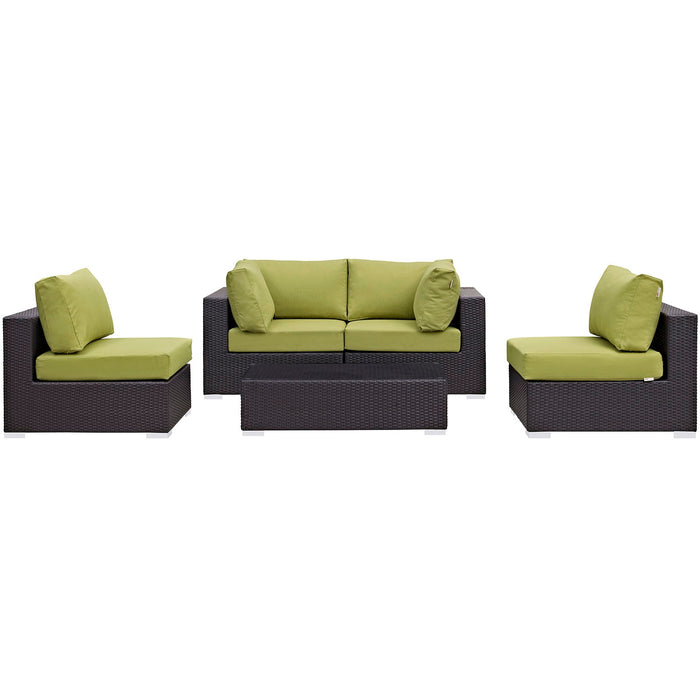 Convene 5 Piece Outdoor Patio Sectional Set outdoor patio furniture set seating detail