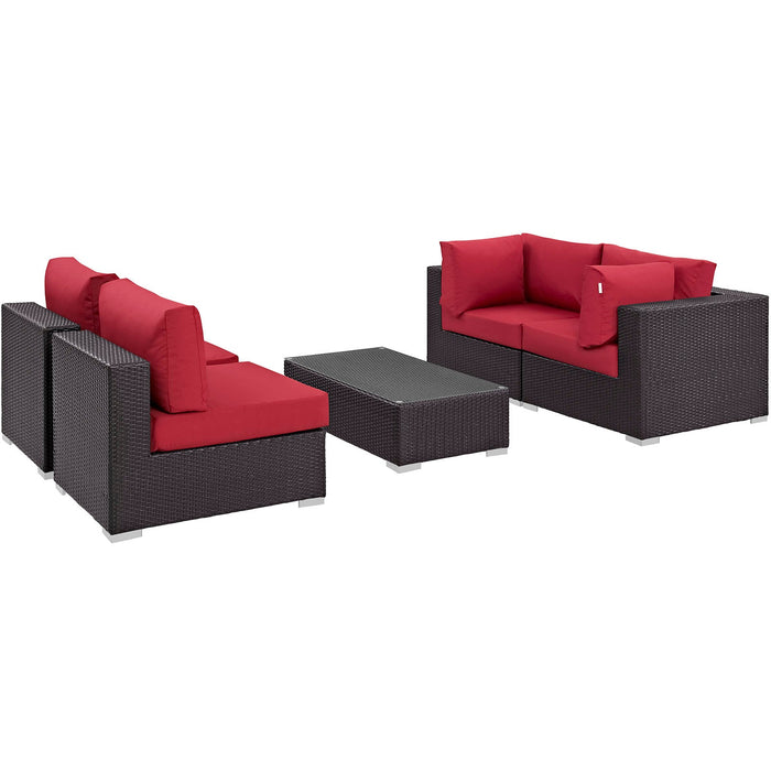 Convene 5 Piece Outdoor Patio Sectional Set outdoor patio furniture set side view