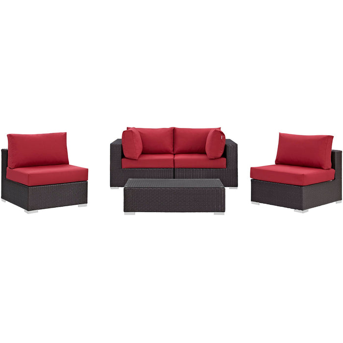 Convene 5 Piece Outdoor Patio Sectional Set outdoor patio furniture set lifestyle shot