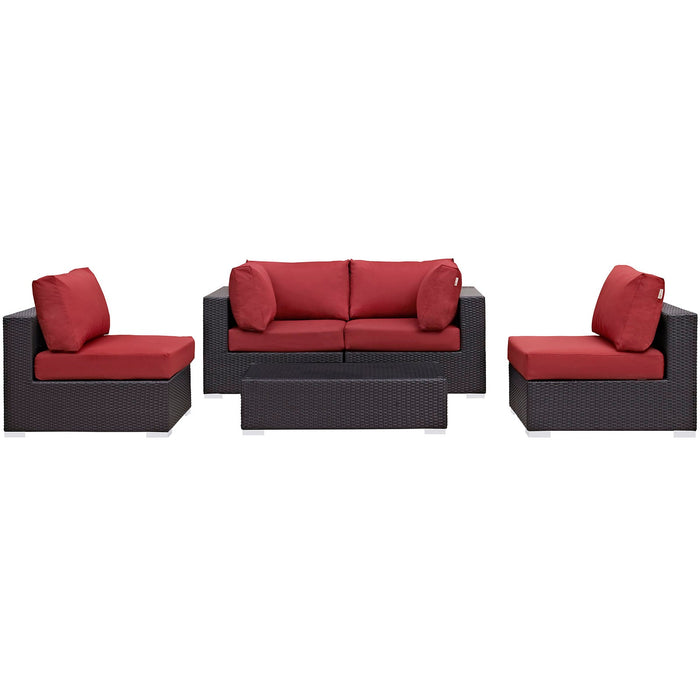 Convene 5 Piece Outdoor Patio Sectional Set outdoor patio furniture set seating detail