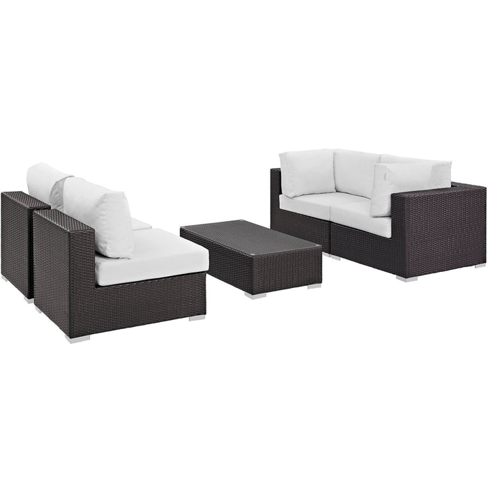 Convene 5 Piece Outdoor Patio Sectional Set outdoor patio furniture set side view