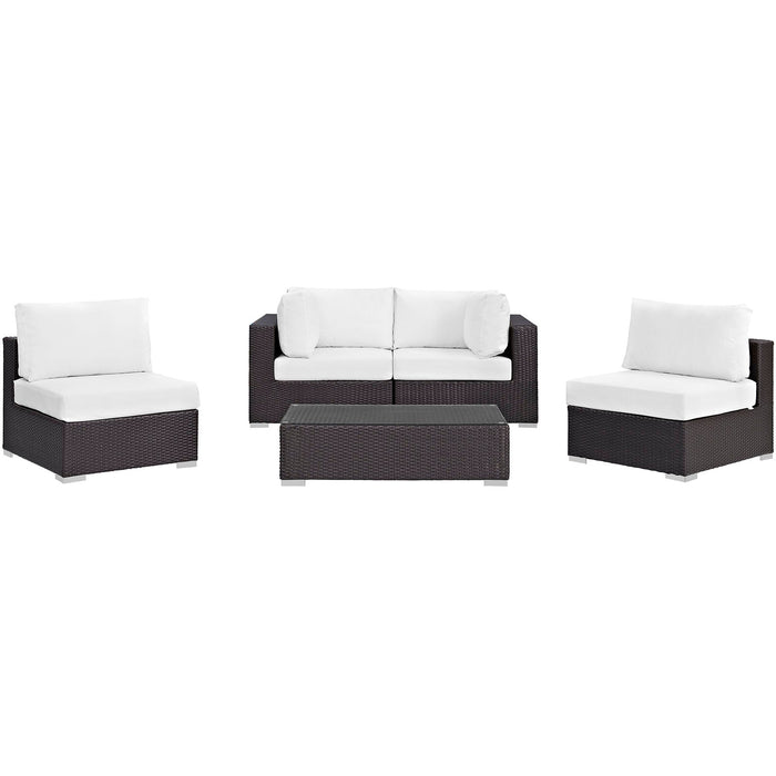 Convene 5 Piece Outdoor Patio Sectional Set outdoor patio furniture set back view