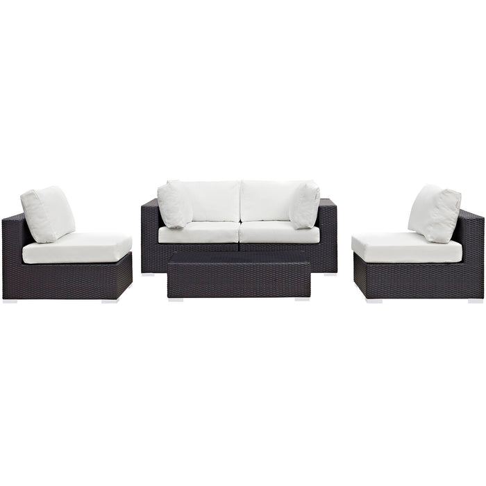 Convene 5 Piece Outdoor Patio Sectional Set outdoor patio furniture set seating detail